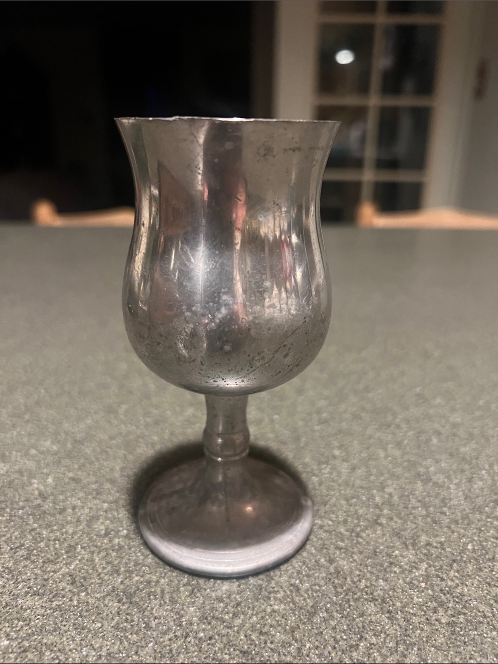 Silver Metal Goblet Wine Glass - Classic Stemmed Cup